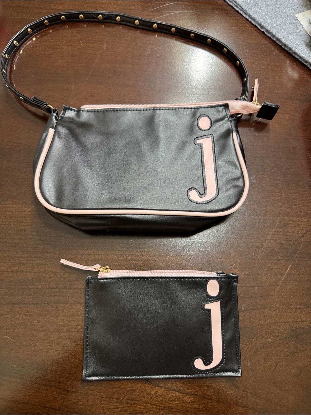 Limited Too Black and Pink Shoulder Bag with Matching Pouch